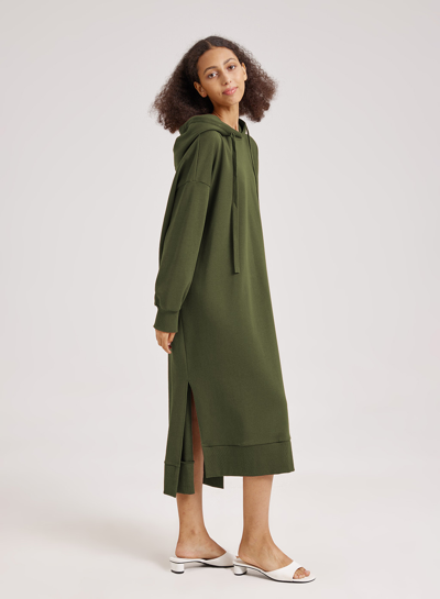 Shop Nap Loungewear Pullover Hoodie Dress In Army Green