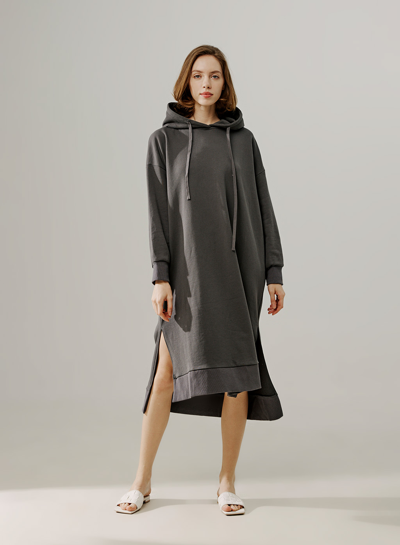 Shop Nap Loungewear Pullover Hoodie Dress In Army Green