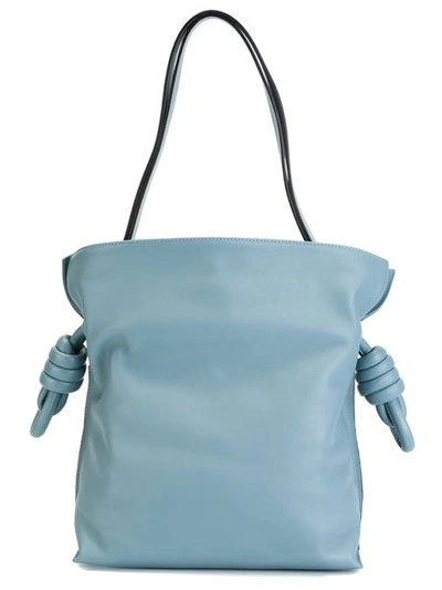 Loewe Flamenco Knot Small Leather Shoulder Bag In Light-blue