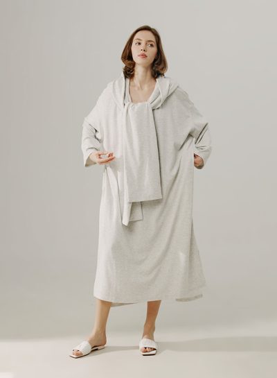Shop Nap Loungewear Hooded Scarf Sweatshirt Dress In Cloud