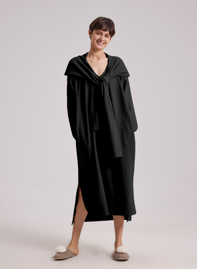 Shop Nap Loungewear Hooded Scarf Sweatshirt Dress In Black