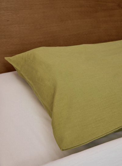 Shop Nap Loungewear Spring Green Washed Linen Pillowcase - Set Of 2 In Crocodile