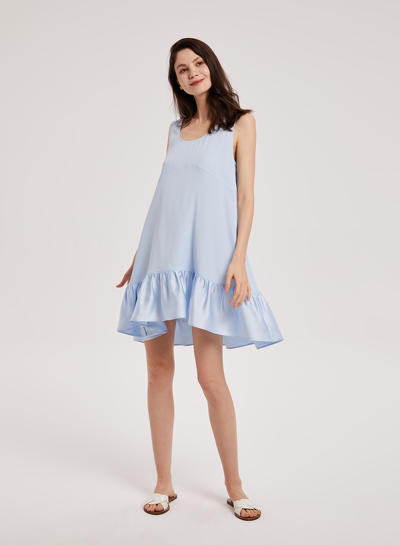 Shop Nap Loungewear Ruffle Mini Dress In Sky