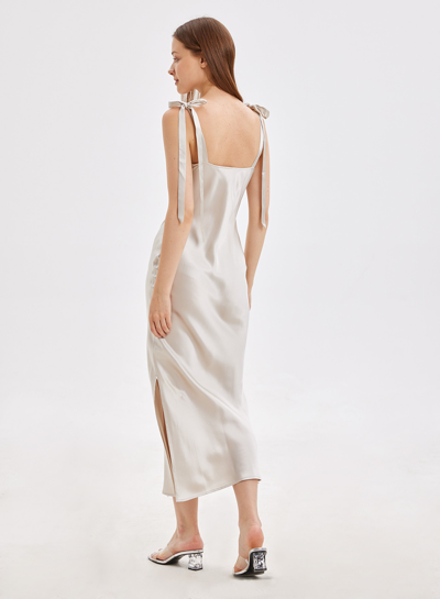 Shop Nap Loungewear Empire Strap Silk Maxi Dress In White