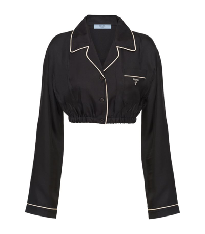 Shop Prada Silk Twill Shirt In Black