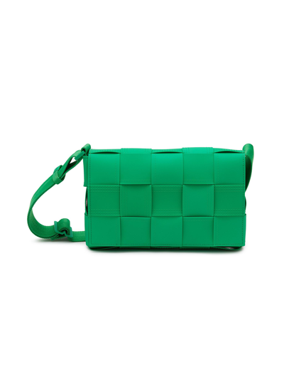 Shop Bottega Veneta Woven Rubber Messenger Bag In Green
