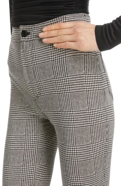 Shop Saint Laurent Prince Of Wales Plaid Slim Fit Jersey Pants In Noir Craie