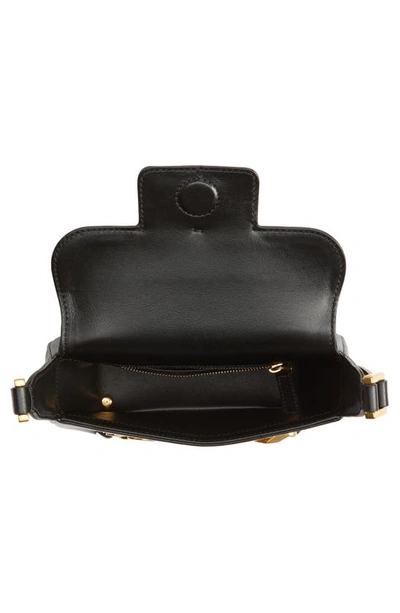 Shop Valentino Small Vlogo Chain Leather Shoulder Bag In Nero