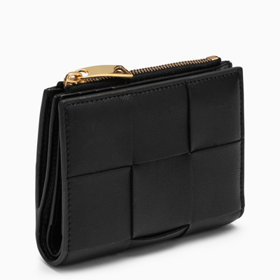 Shop Bottega Veneta Black Maxi Intrecciato Bi-fold Wallet