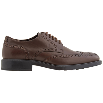 Shop Tod's Bucature Fondo Gomma Leather Derby Brogues, Brand Size 5.5 ( Us Size 6.5 ) In Brown