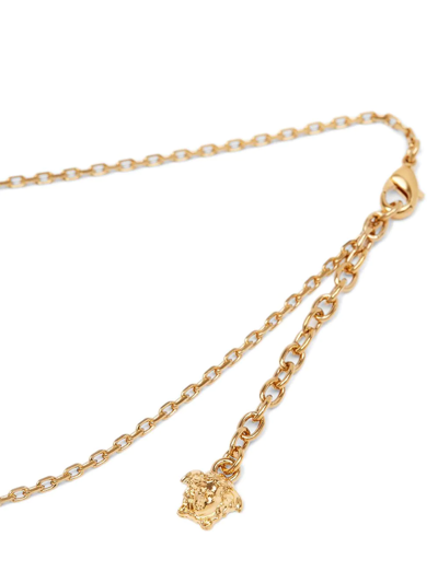 Shop Versace Square Medusa Pendant Necklace In Gold