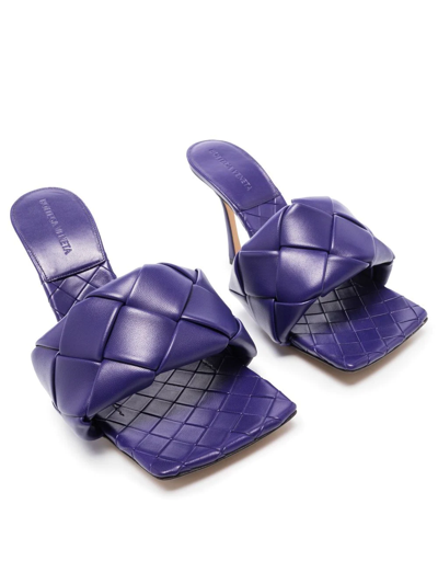 Shop Bottega Veneta Lido 90mm Woven Sandals In Purple