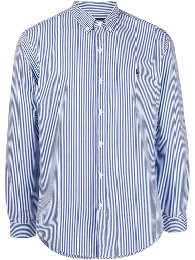 Shop Polo Ralph Lauren Pinstriped Button-down Shirt In Blue