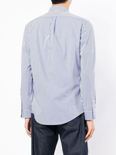 Shop Polo Ralph Lauren Pinstriped Button-down Shirt In Blue