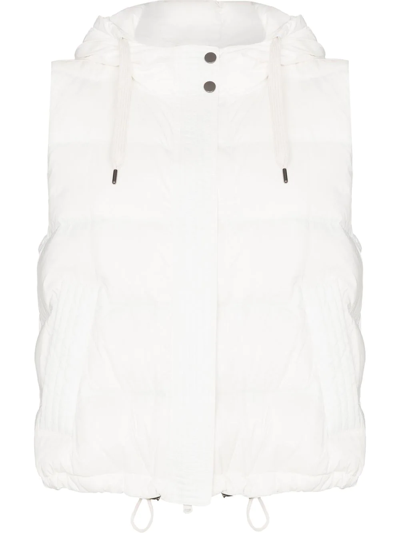 Shop Brunello Cucinelli Hooded Padded Gilet In Weiss