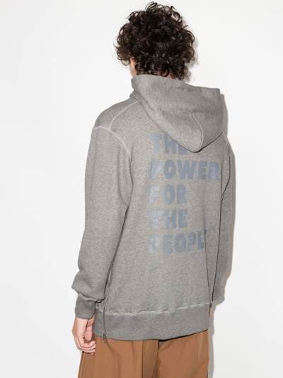 Shop The Power For The People Logo-print Cotton Hoodie In Grey