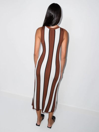 Shop Joseph Vertical-stripe Midi Dress In Braun