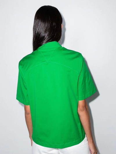 Shop Bottega Veneta Short-sleeve Poplin Shirt In Grün