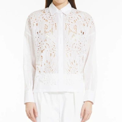 Shop Max Mara Shirt With Embroidery In Bianco