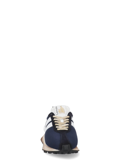 Shop Lanvin Tech Knit Sneakers In Navy Blue/white