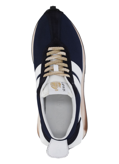 Shop Lanvin Tech Knit Sneakers In Navy Blue/white