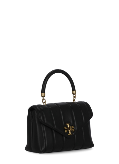 Shop Tory Burch Kira Hand Bag In Black / Rolled Gold