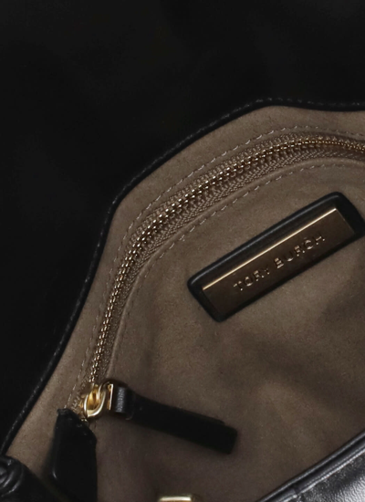 Shop Tory Burch Kira Hand Bag In Black / Rolled Gold
