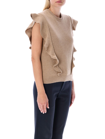 Shop Chloé Sleeveless Knit Top In Pale Brown