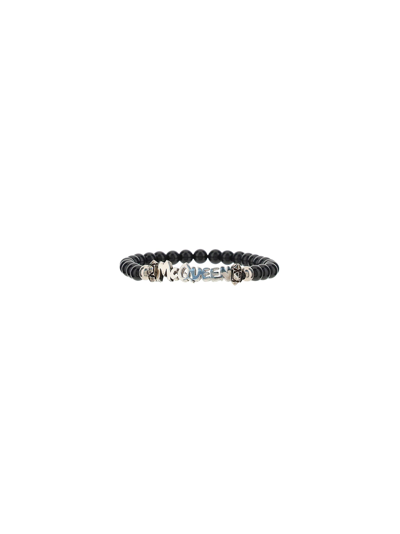 Shop Alexander Mcqueen Mcq Graf Bracelet In Black/a.silver