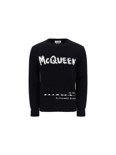 Shop Alexander Mcqueen Sweater In Black/white