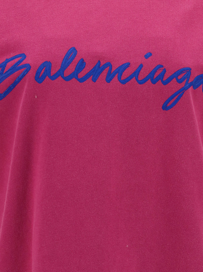 Shop Balenciaga T-shirt In Dark Fuchsia/rl Blue