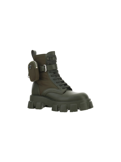 Shop Prada Monolith Boots In Militare
