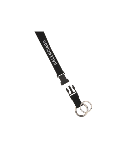 Shop Balenciaga Key Ring In Black/l White