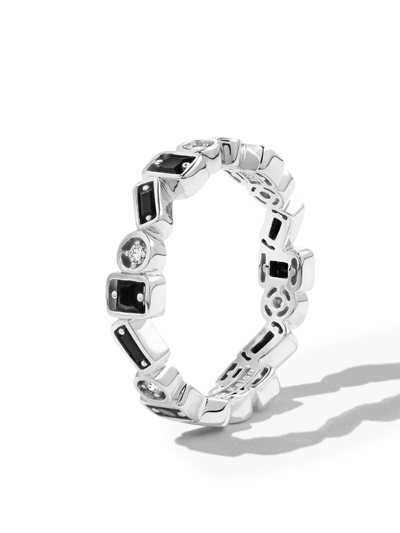 Shop Suzanne Kalan 18kt White Gold Inlay Black Sapphire Ring In Silber