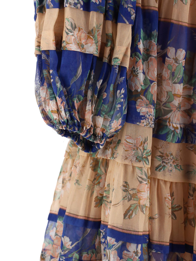 Shop Zimmermann Mini Moonshine Tuck Dress In Watercolour Floral Stripe