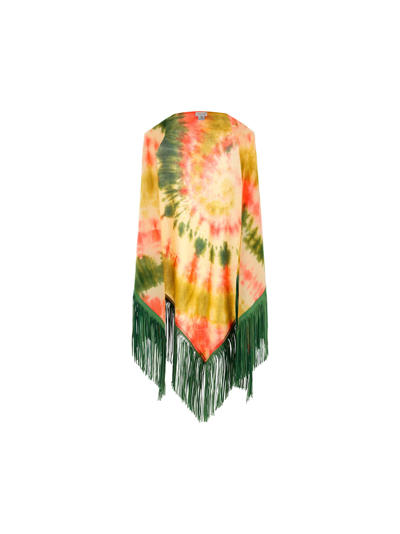 Shop Mixik Baez Shawl In Pink/orange/white/green