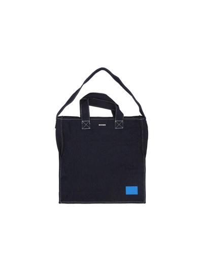 Shop Sunnei Shopper Bag In Dark Denim Blue