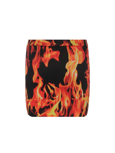 Shop Vetements Fire Mini Skirt In Fire Print