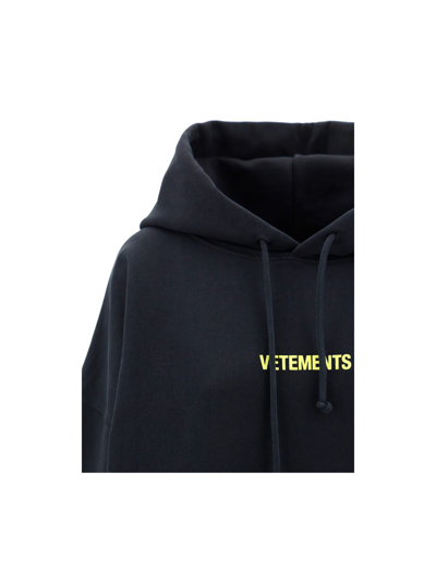 Shop Vetements Hoodie In Black/neon Yellow