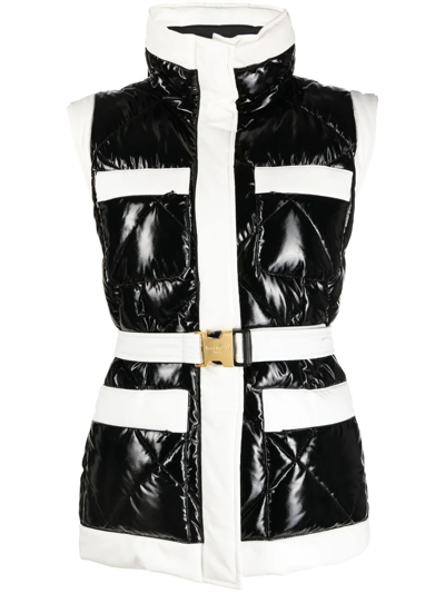 Shop Balmain Quilted Belted Gilet In Blue