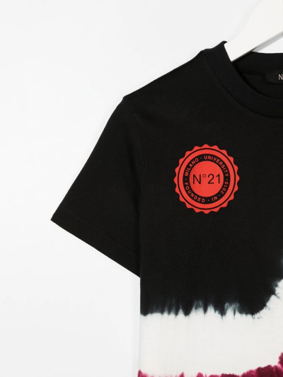 Shop N°21 Tie-dye Logo-print T-shirt In Black