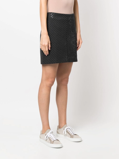 Brunello Cucinelli Sequin Embellished Mini Skirt In Grey