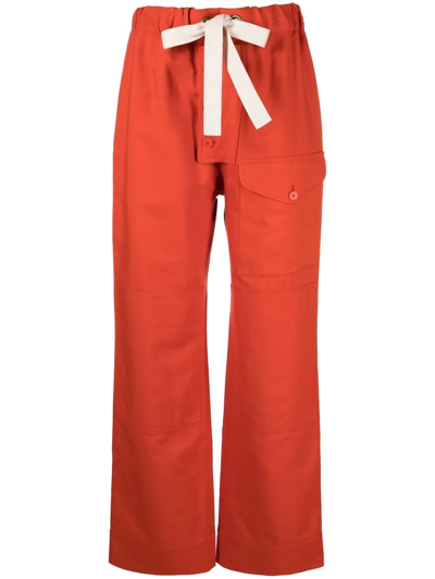 Stella Mccartney High-rise Cotton Twill Cargo Pants In Rot