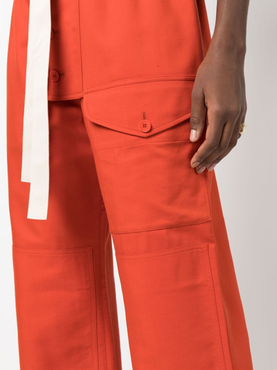 Stella Mccartney High-rise Cotton Twill Cargo Pants In Rot