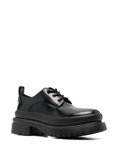 Shop Valentino Ono Leather Derby Shoes In Black