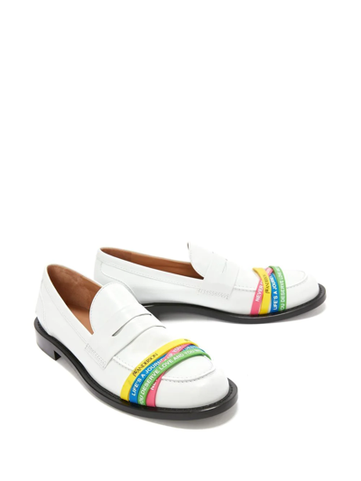 Shop Jw Anderson Elasticated-straps Leather Loafers In White