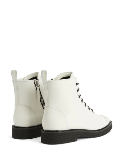 Shop Giuseppe Zanotti Thora Lace-up Cargo Boots In Weiss