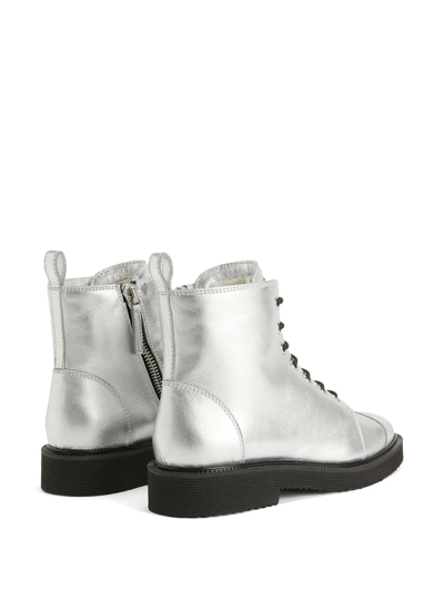 Giuseppe Zanotti Thora Lace-up Cargo Boots In Silber