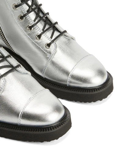 Giuseppe Zanotti Thora Lace-up Cargo Boots In Silber