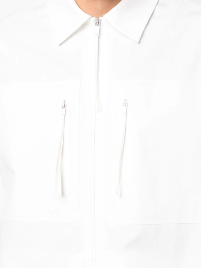 Shop Jil Sander Zip-up Cotton Shirt Jacket In Weiss